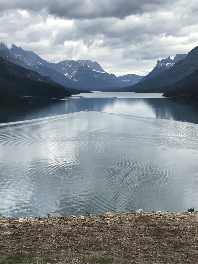 A beautiful view of the lake with mountains