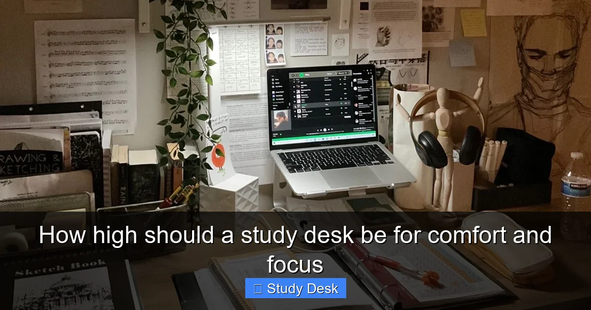 How high should a study desk be for comfort and focus