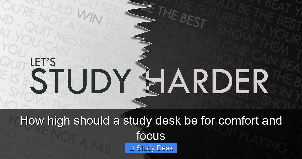 How high should a study desk be for comfort and focus