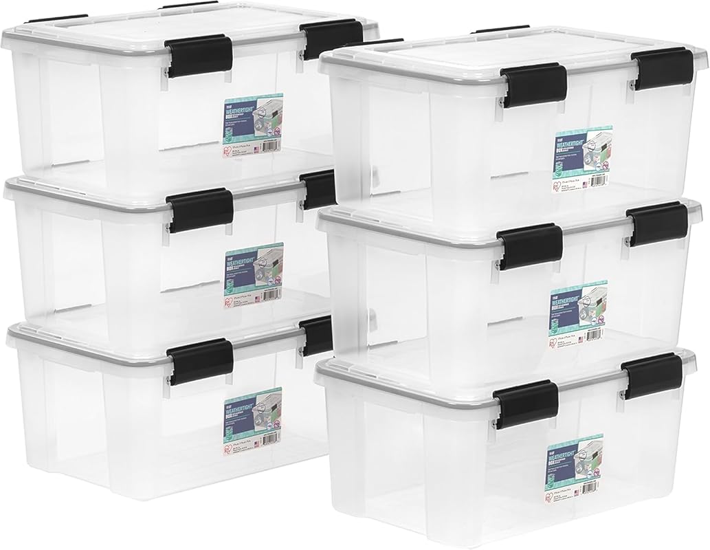 IRIS USA 6-Pack 19 Qt WeatherPro Storage Bins with Gasket Seal Lids, S