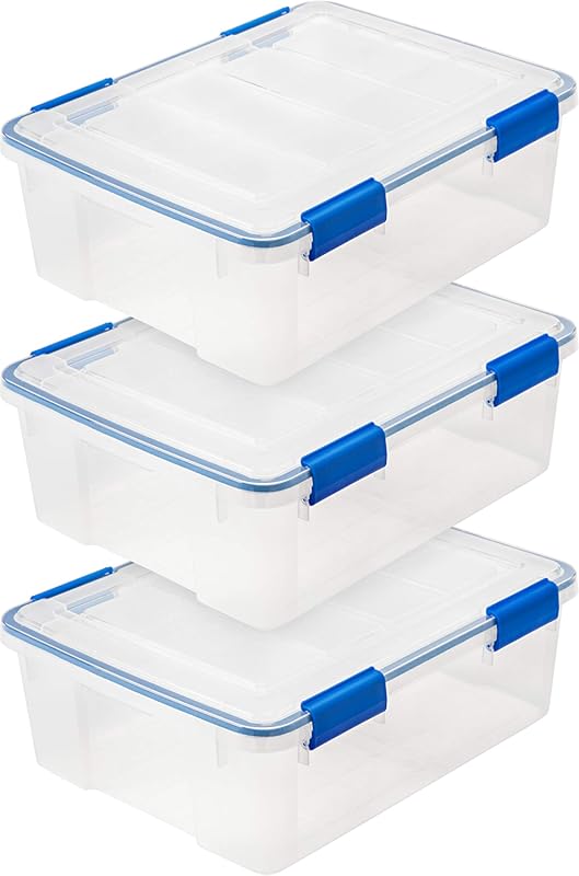 IRIS USA 3-Pack 26.5 Qt WeatherPro Plastic Storage Boxes with Weathert