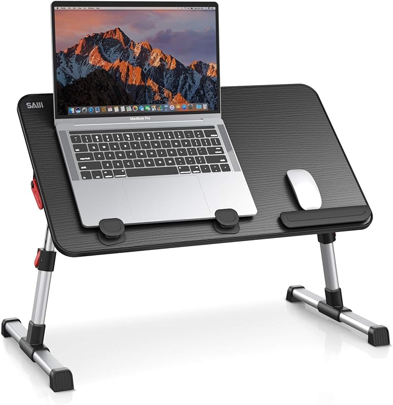 SAIJI Adjustable Laptop Stand with Foldable Legs, Portable Lap Desk fo