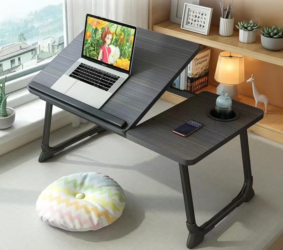 Adjustable foldable lap desk for bed or couch, portable laptop stand w