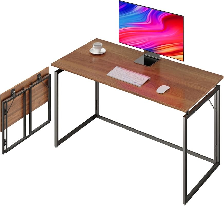 31.5 Inch Wood Top Folding Desk for Small Spaces, No Assembly Required