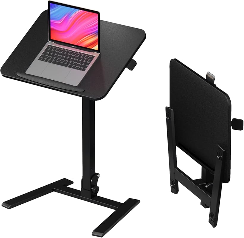 Mobile folding sit stand laptop desk, height adjustable 29 to 42 inche
