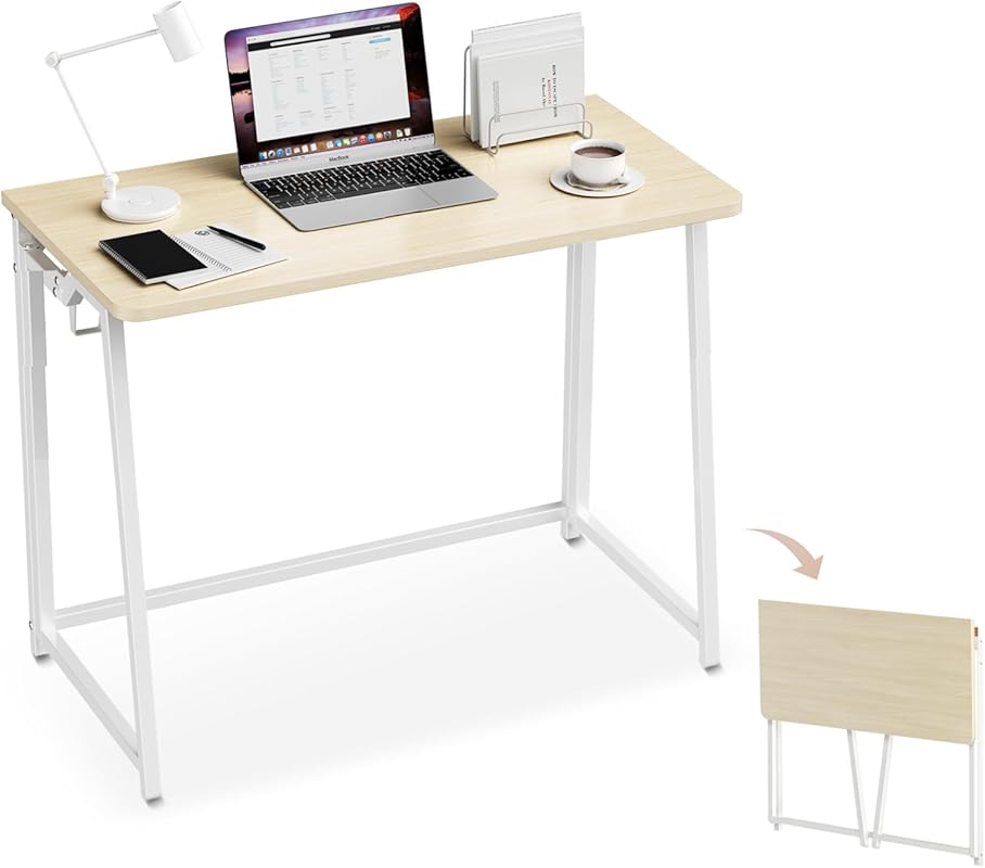 31.5 inch foldable oak desk for small spaces with storage ideal for st