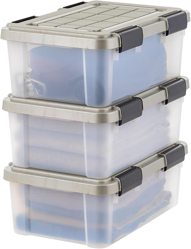 IRIS USA 3-Pack 16 Qt WeatherPro Storage Bins with Gasket Seal Lids, H