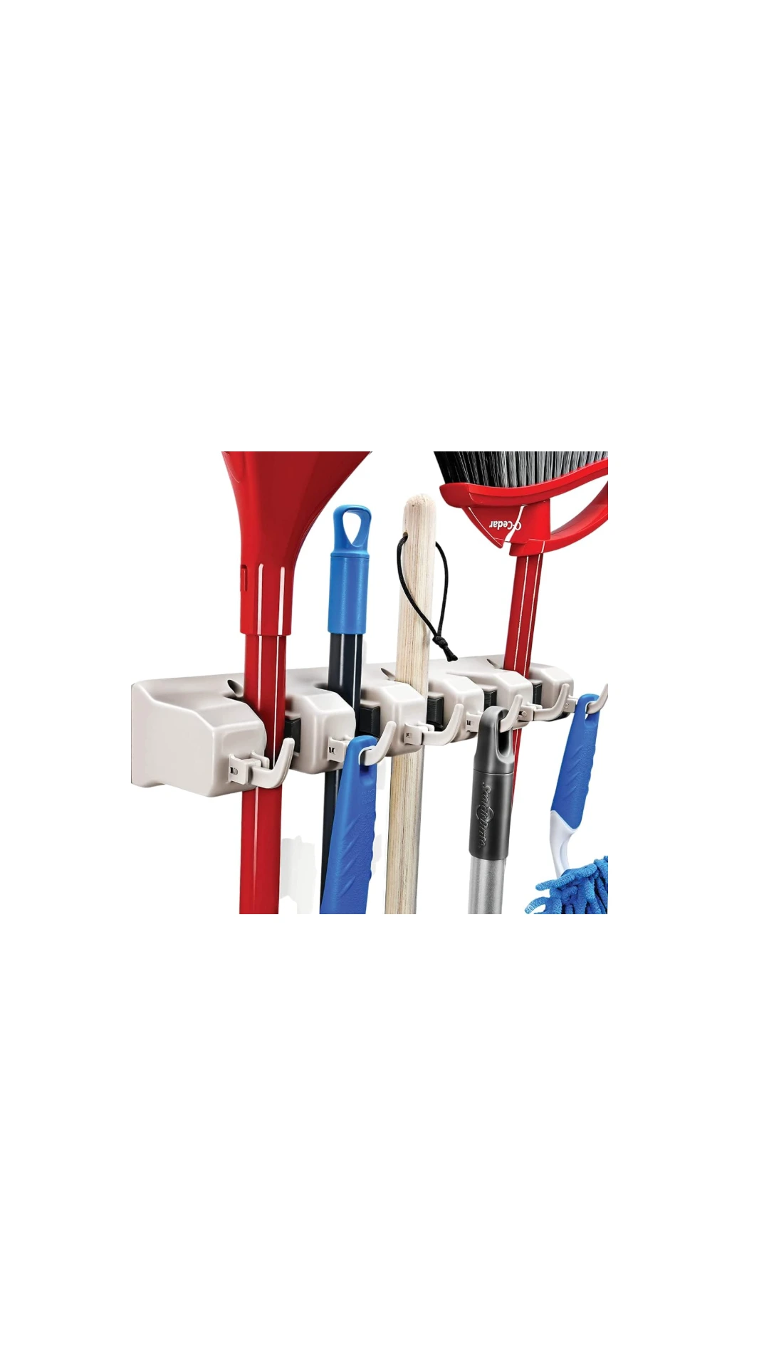 Mop and broom holder wall mount stainless steel garage kitchen tool organizer