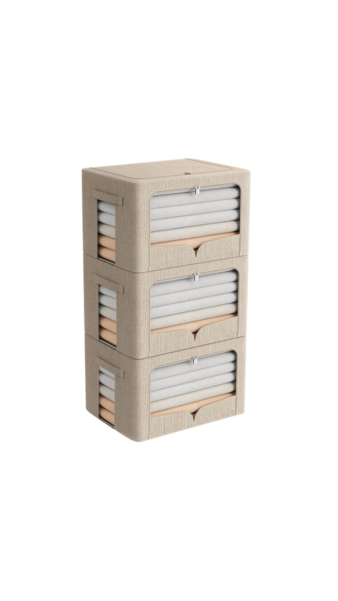 Foldable fabric storage bins rope handles closet organizer set 3 pack