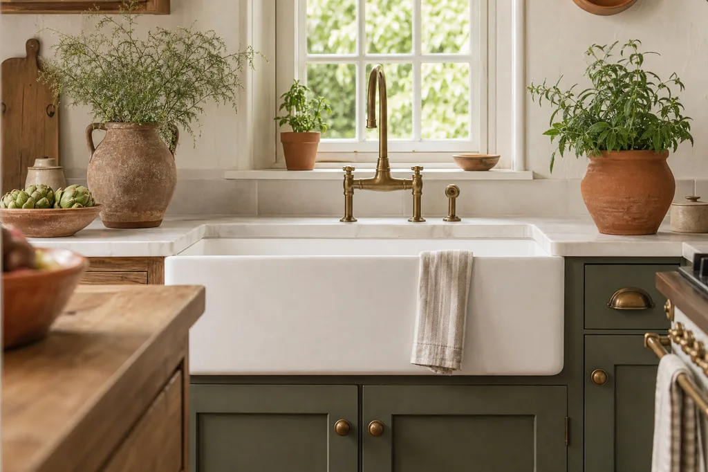 A deep apron front farmhouse sink