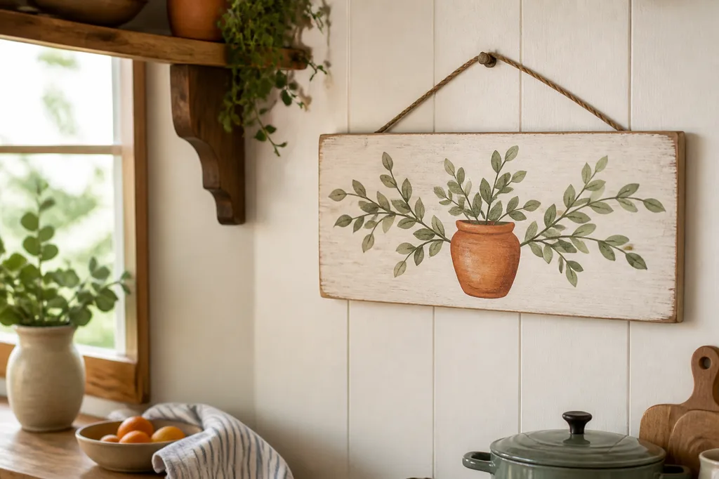 A simple hand-painted wood sign
