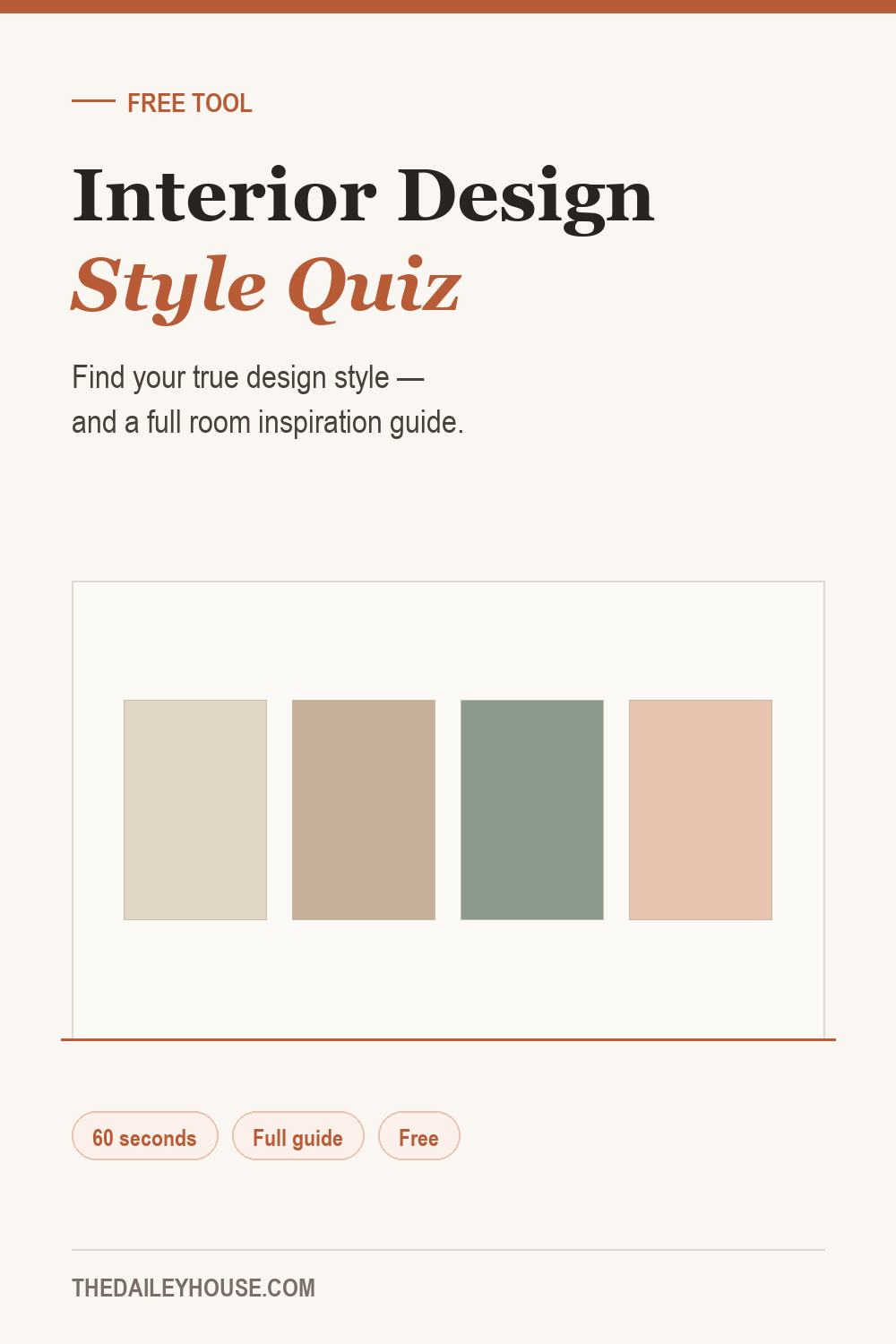 Interior design style quiz showing a four-swatch mood board