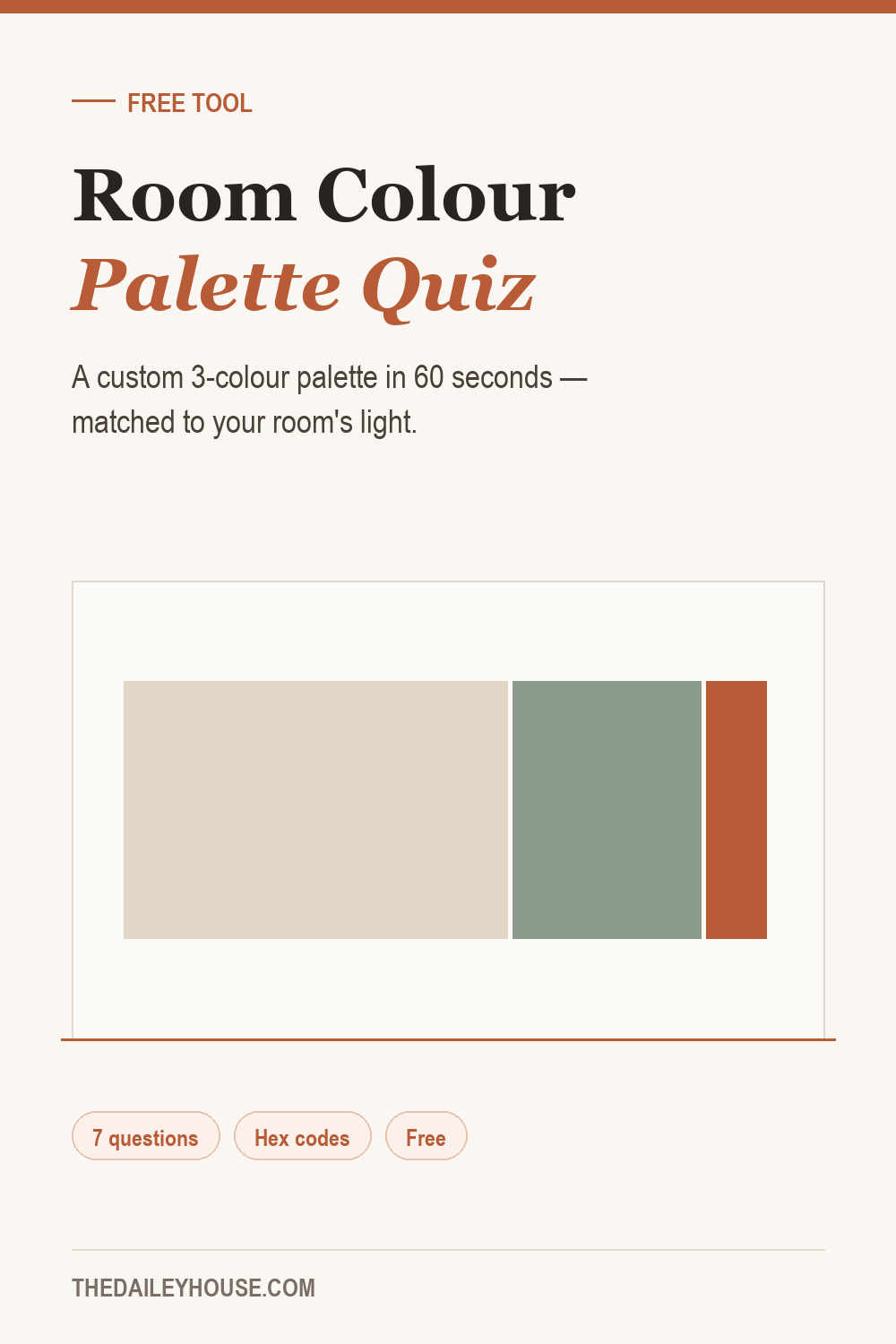 Room colour palette quiz showing a 60-30-10 colour split
