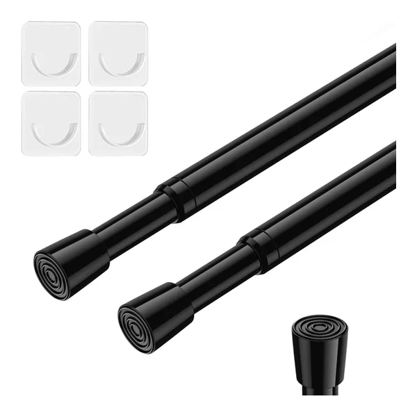AIZESI Heavy Duty Industrial Spring Tension Curtain Rod with non slip rubber end caps