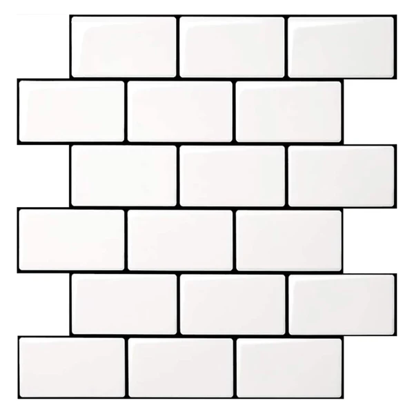 Art3d 10-Pack Thicker Peel and Stick Subway Tiles with Grout Lines
