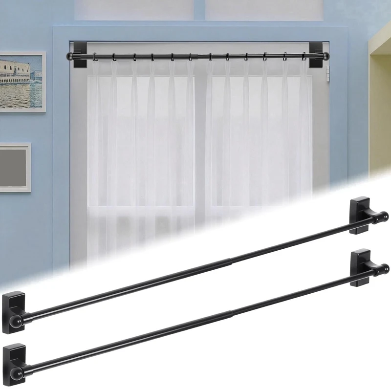 BUHAROY French Door Heavy-Duty Magnetic Curtain Rod
