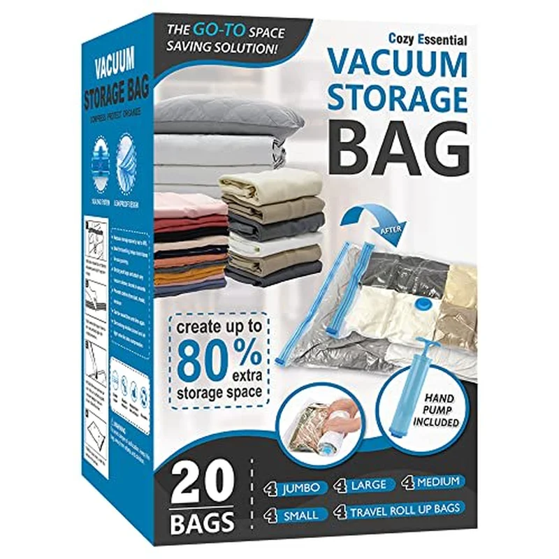 Cozy Essential Vacuum Storage Bags with Electric Pump Kit