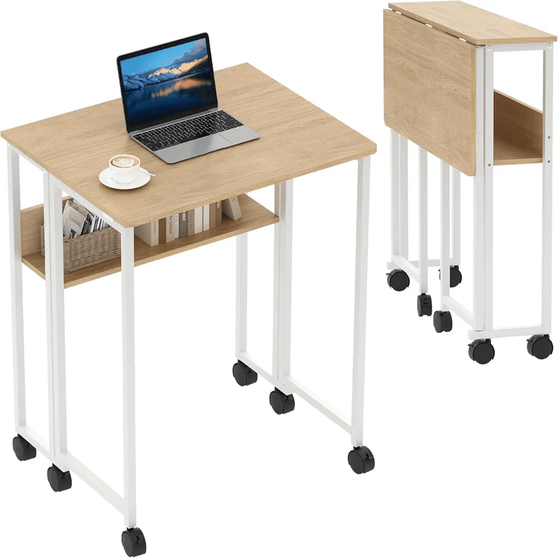 GreenForest 2-Tier Folding Desk with Monitor Shelf