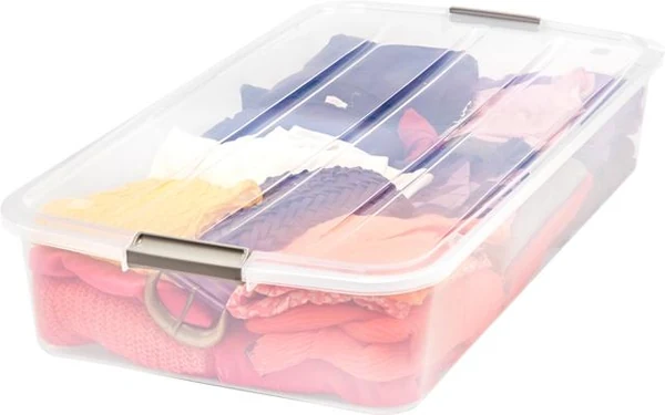 IRIS USA 50 Qt. Clear Rolling Plastic Underbed Box