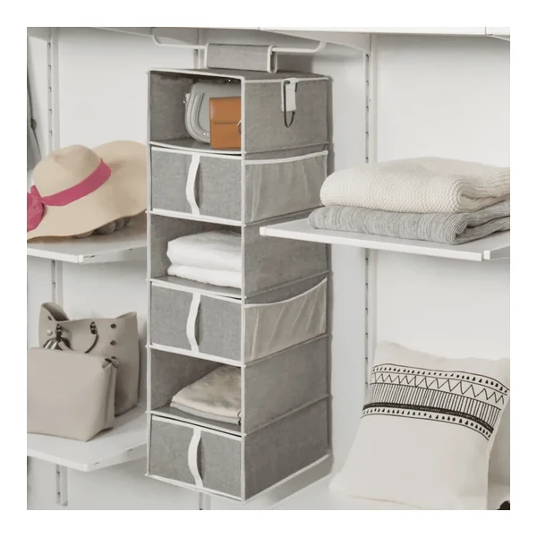 mDesign Soft Fabric Closet Storage Organizer Bins with Chrome Label Holder