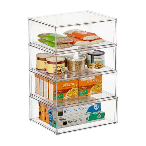 mDesign Lumiere Stackable Clear Plastic Storage Drawer Organizer