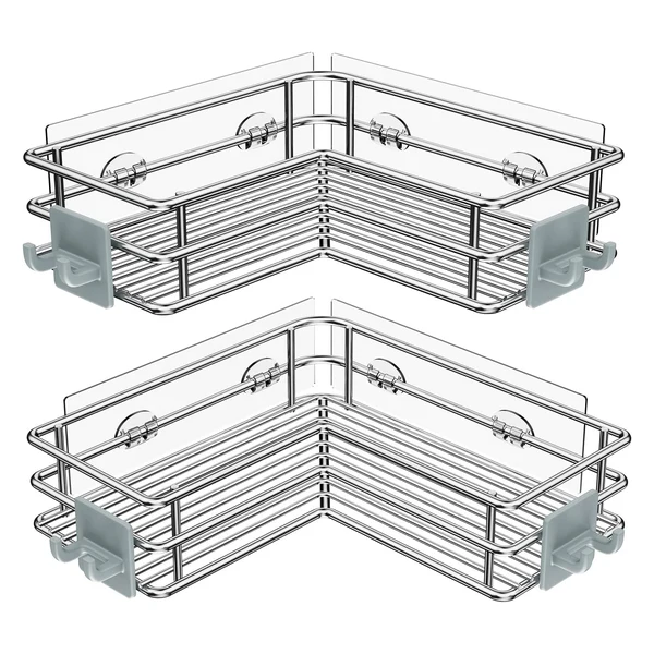 Nieifi Corner Shower Organizer Set with independent soap holder and hooks