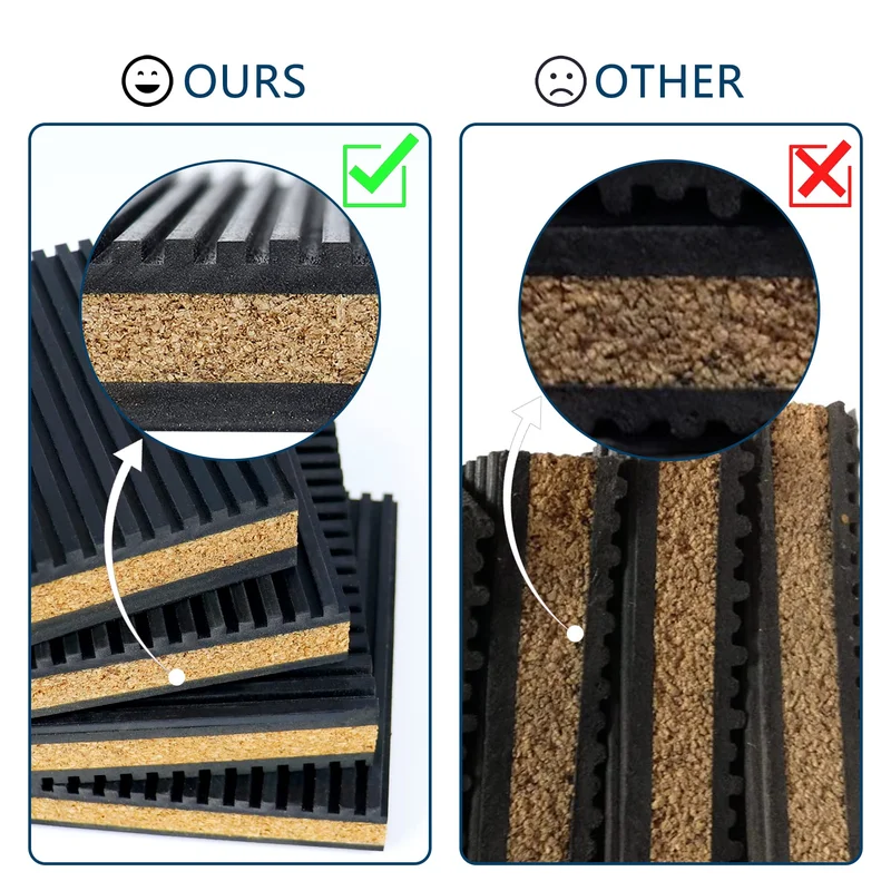 Heavy-Duty Rubber and Cork Vibration Isolation Sandwich Pads