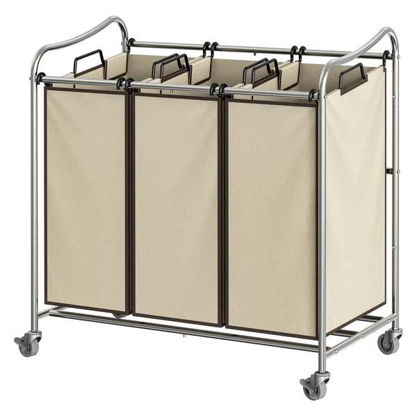 Simple Houseware Heavy-Duty 3-Bag Laundry Sorter Cart with Wheels