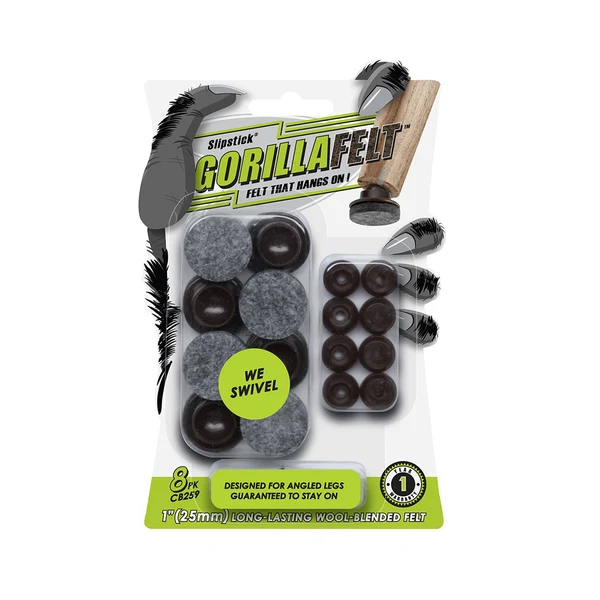 Slipstick GorillaFelt Screw-On Swivel Felt Pads for Hardwood Floors