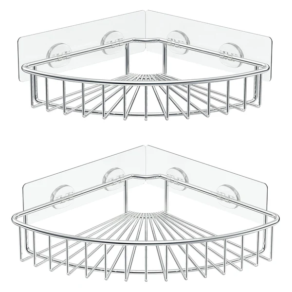 SMARTAKE 2-Pack Corner Shower Caddy mounted into 90 degree shower tile corner