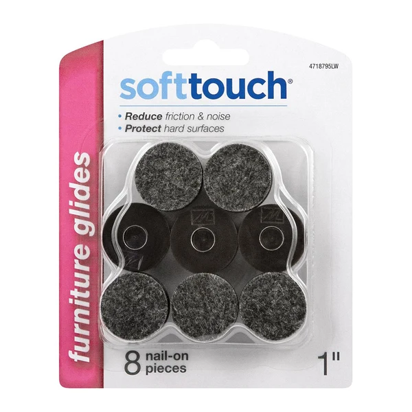 SoftTouch 1-Inch Round Nail-On Heavy-Duty Felt Furniture Pads