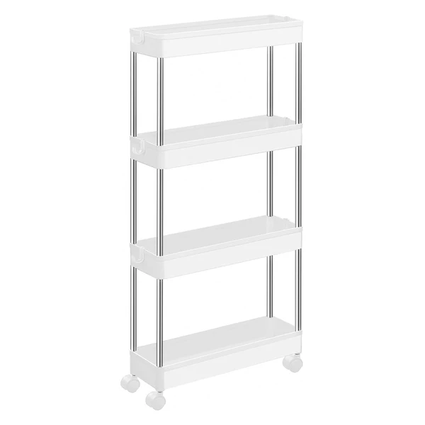 SONGMICS Slim Slide Out Rolling Storage Cart with modular shelves and side hooks