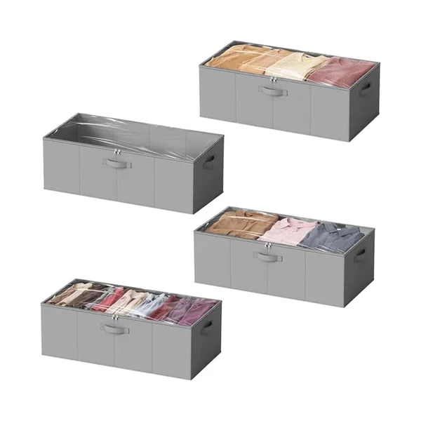 SpaceAid Rolling Under-Bed Storage Container Cart with Bi-Fold Lid and metal frame