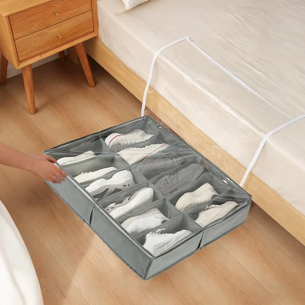 StorageWorks Sturdy Under Bed Shoe Organizer with Adjustable Dividers
