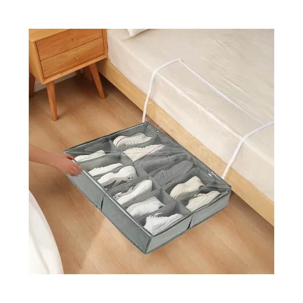 StorageWorks Foldable Fabric Storage Bins with Metal Label Holders on closet shelf