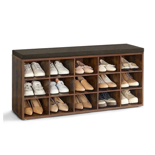 VASAGLE Multi-Cubby Shoe Storage Bench with Cushion