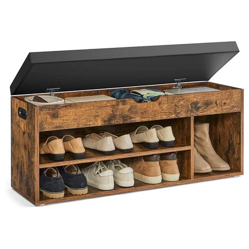 VASAGLE Padded 3-Compartment Entryway Bench