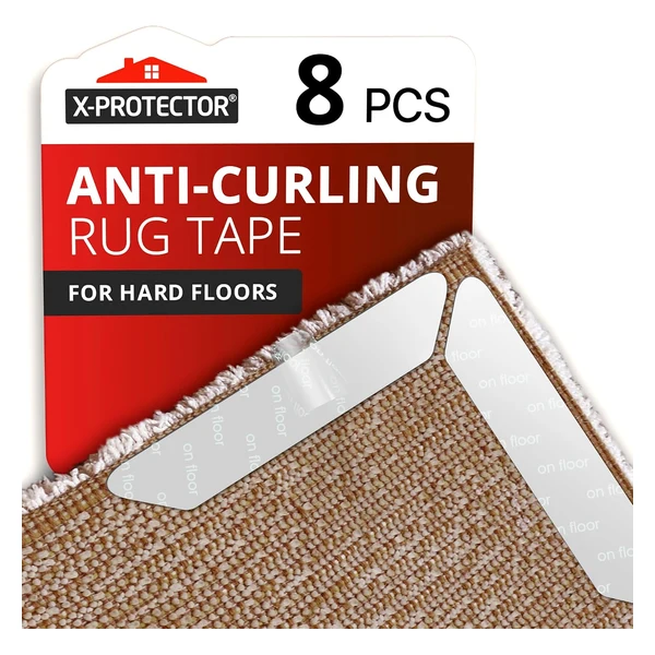 X-PROTECTOR White Anti-Curling Rug Gripper Corners 8-piece pack