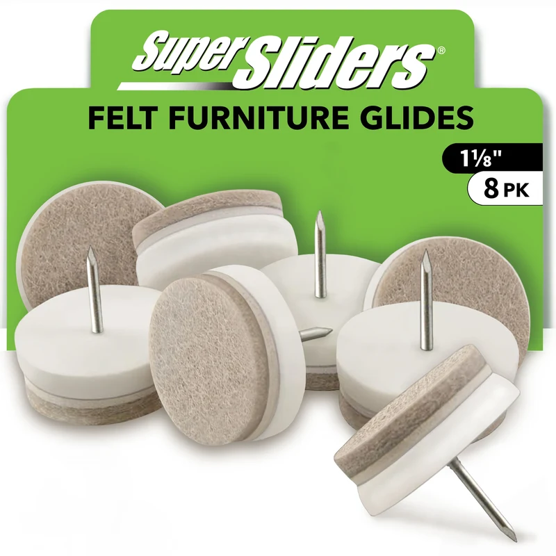 X-Protector Nail-On Heavy-Duty Felt Glides for Dining Chairs on Hardwood