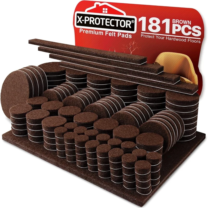 X-Protector 181-Piece Premium Felt Floor Protectors in Brown and Beige