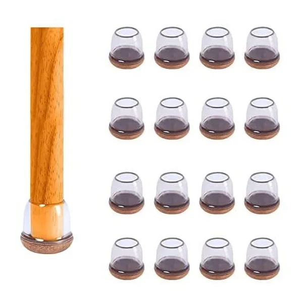 X-Protector Silicone Furniture Leg Protectors with Integrated Felt Pads in dark finish