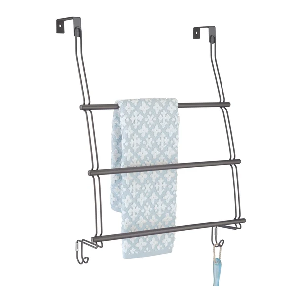 mDesign Adjustable Metal 3-Tier Over-Door Towel Rack